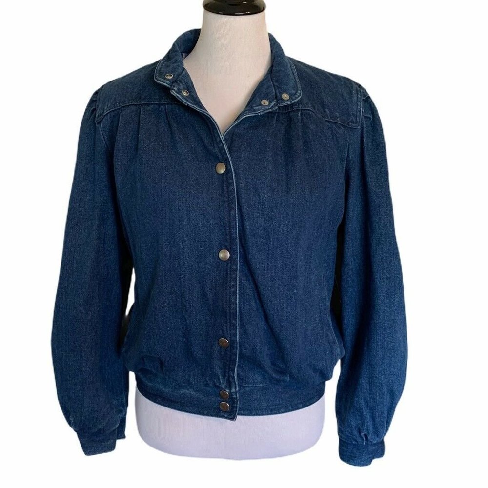 Vintage Womens Denim Jacket Blue Flannel Lined Large - Picture 1 of 10